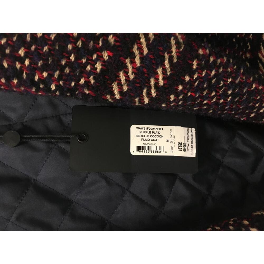 Rag & Bone Estelle Cocoon Coat – Purple Plaid Wool Blend - S - Picture 3 of 9